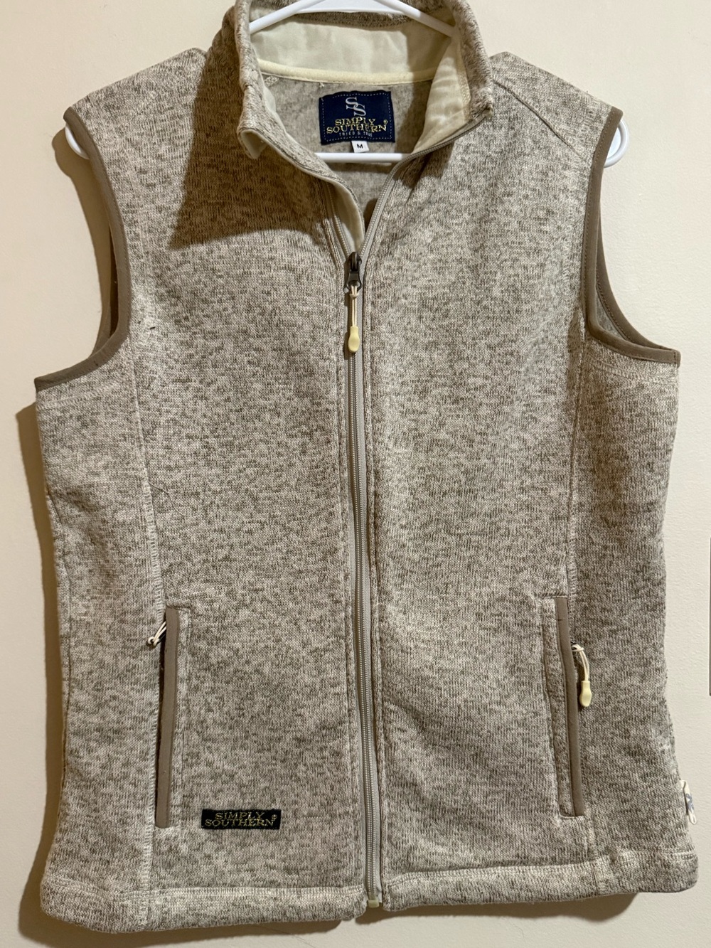 Simply Southern Cream Heather Knit Zip Vest